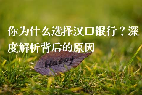 你为什么选择汉口银行?深度解析背后的原因_财经问答_第1张_财经百问网 你为什么选择汉口银行?深度解析背后的原因_https://cj002.lansai.wang_财经问答_第1张