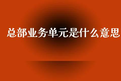 总部业务单元是什么意思_https://cj002.lansai.wang_期货问答_第1张