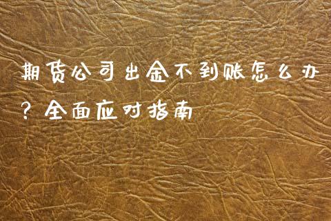 期货公司出金不到账怎么办？全面应对指南_https://cj002.lansai.wang_财经百问_第1张