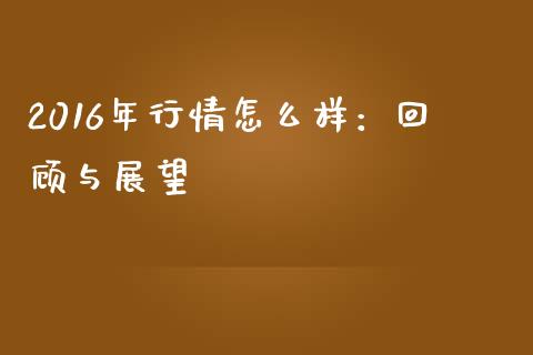 2016年行情怎么样：回顾与展望_https://cj002.lansai.wang_理财问答_第1张