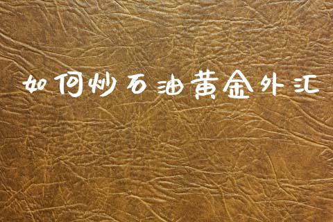 如何炒石油黄金外汇_https://cj002.lansai.wang_财经问答_第1张