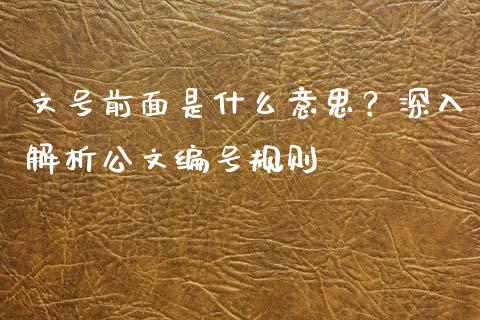 文号前面是什么意思？深入解析公文编号规则_https://cj002.lansai.wang_保险问答_第1张