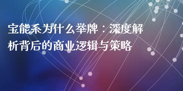 宝能系为什么举牌：深度解析背后的商业逻辑与策略_https://cj002.lansai.wang_理财问答_第1张