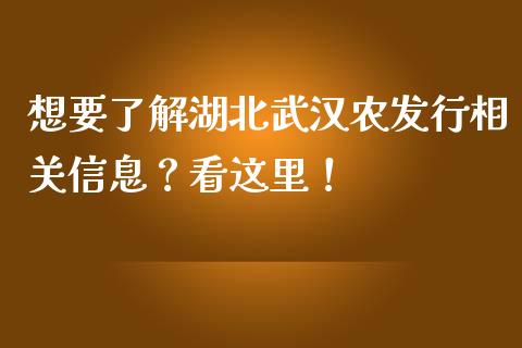 想要了解湖北武汉农发行相关信息？看这里！_https://cj002.lansai.wang_保险问答_第1张