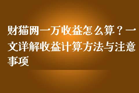 财猫网一万收益怎么算？一文详解收益计算方法与注意事项_https://cj002.lansai.wang_会计问答_第1张