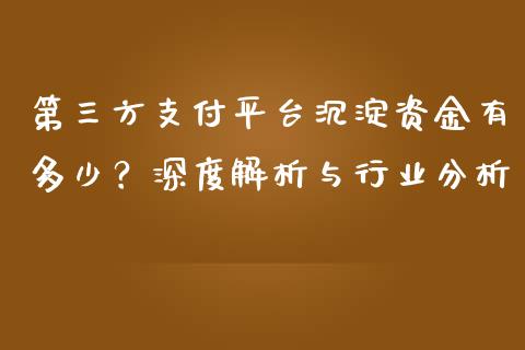 第三方支付平台沉淀资金有多少？深度解析与行业分析_https://cj002.lansai.wang_财经问答_第1张