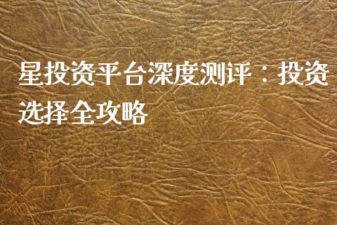 星投资平台深度测评：投资选择全攻略_https://cj002.lansai.wang_金融问答_第1张