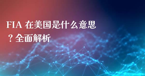 FIA 在美国是什么意思？全面解析_https://cj002.lansai.wang_财经百问_第1张