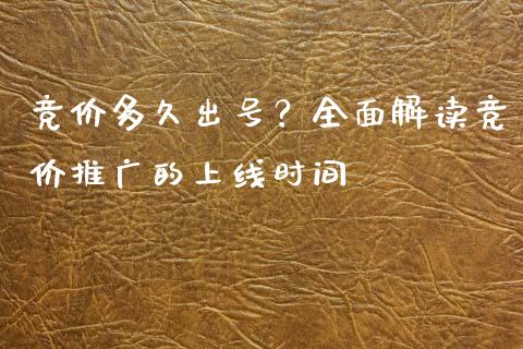 竞价多久出号？全面解读竞价推广的上线时间_https://cj002.lansai.wang_会计问答_第1张