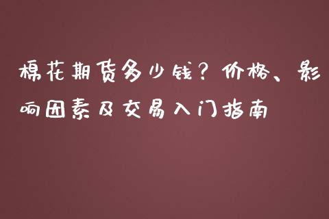 棉花期货多少钱？价格、影响因素及交易入门指南_https://cj002.lansai.wang_会计问答_第1张