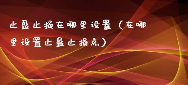 止盈止损在哪里设置（在哪里设置止盈止损点）_https://cj002.lansai.wang_会计问答_第1张