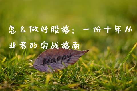 怎么做好股指：一份十年从业者的实战指南_https://cj002.lansai.wang_会计问答_第1张
