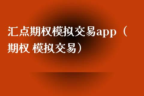 汇点期权模拟交易app（期权 模拟交易）_https://cj002.lansai.wang_会计问答_第1张