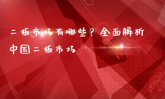二板市场有哪些？全面解析中国二板市场_https://cj002.lansai.wang_会计问答_第1张