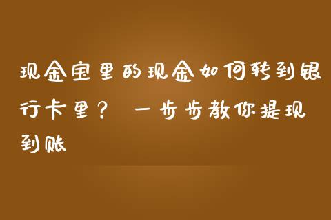现金宝里的现金如何转到银行卡里？ 一步步教你提现到账_https://cj002.lansai.wang_保险问答_第1张