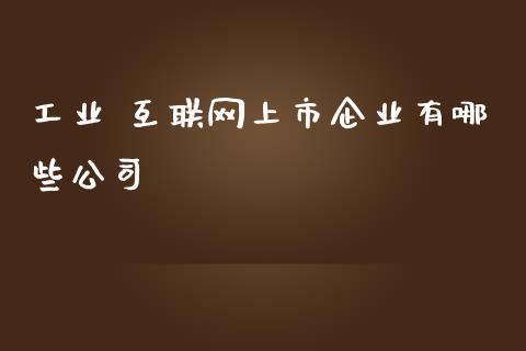 工业 互联网上市企业有哪些公司_https://cj002.lansai.wang_股市问答_第1张