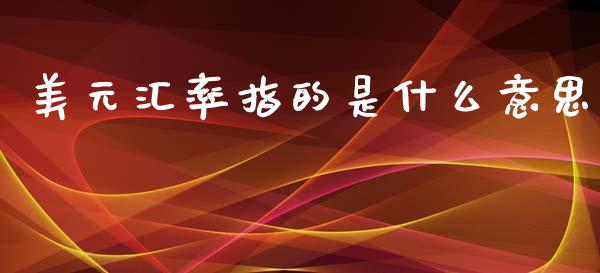 美元汇率指的是什么意思_https://cj002.lansai.wang_财经问答_第1张