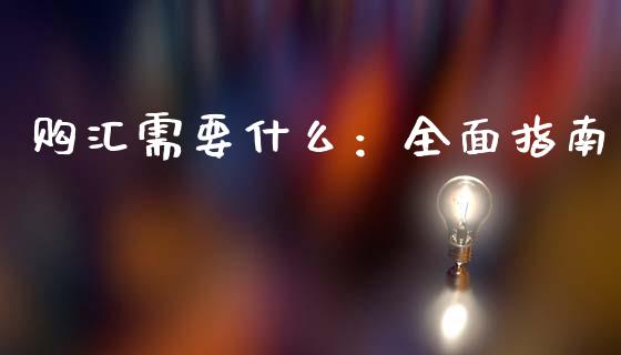 购汇需要什么：全面指南_https://cj002.lansai.wang_股市问答_第1张