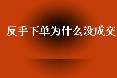 反手下单为什么没成交_https://cj002.lansai.wang_期货问答_第1张
