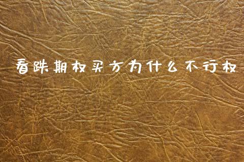 看跌期权买方为什么不行权_https://cj002.lansai.wang_会计问答_第1张