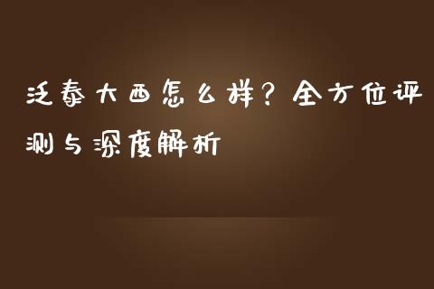 泛泰大西怎么样？全方位评测与深度解析_https://cj002.lansai.wang_会计问答_第1张