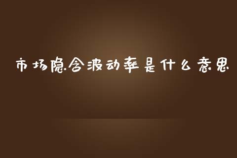 市场隐含波动率是什么意思_https://cj002.lansai.wang_财经百问_第1张