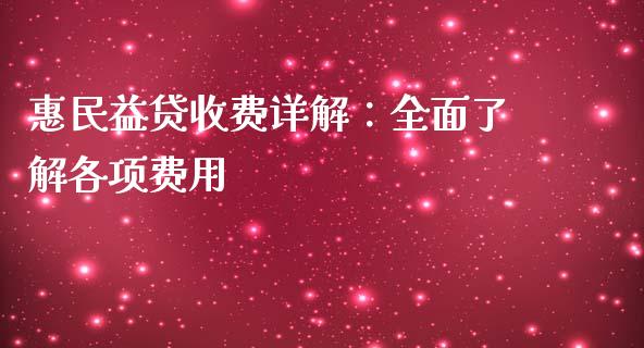 惠民益贷收费详解：全面了解各项费用_https://cj002.lansai.wang_期货问答_第1张