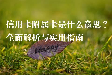 信用卡附属卡是什么意思？全面解析与实用指南_https://cj002.lansai.wang_理财问答_第1张