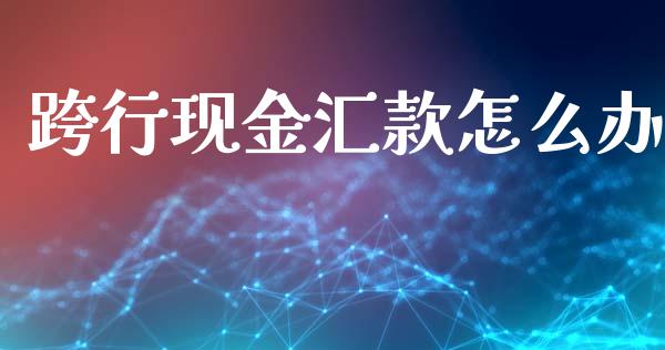 跨行现金汇款怎么办_https://cj002.lansai.wang_财经问答_第1张
