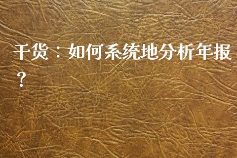 干货：如何系统地分析年报？_https://cj002.lansai.wang_财经百问_第1张
