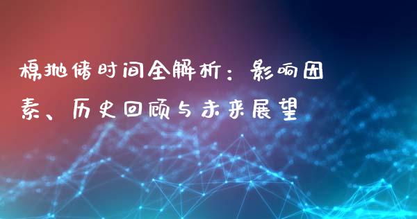 棉抛储时间全解析：影响因素、历史回顾与未来展望_https://cj002.lansai.wang_期货问答_第1张