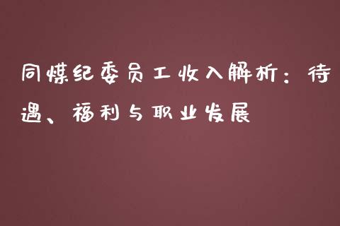 同煤纪委员工收入解析：待遇、福利与职业发展_https://cj002.lansai.wang_金融问答_第1张