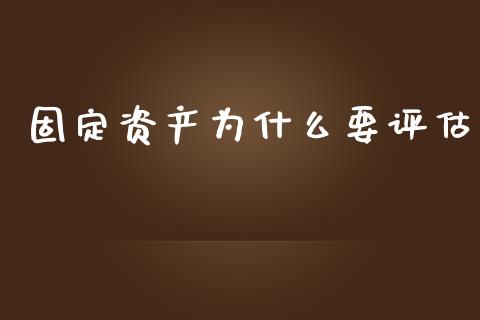 固定资产为什么要评估_https://cj002.lansai.wang_会计问答_第1张
