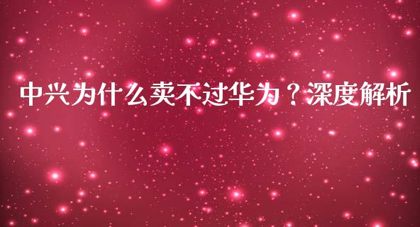 中兴为什么卖不过华为？深度解析_https://cj002.lansai.wang_财经百问_第1张