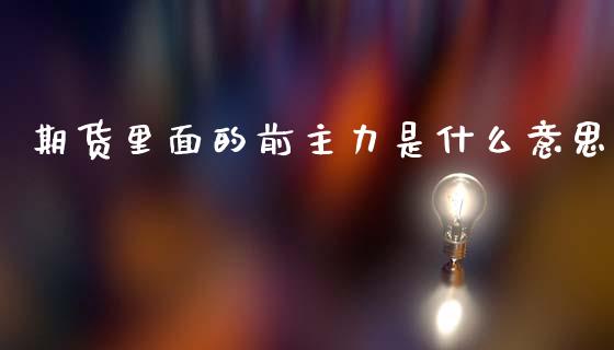 期货里面的前主力是什么意思_https://cj002.lansai.wang_期货问答_第1张
