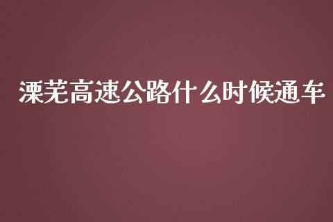 溧芜高速公路什么时候通车_https://cj002.lansai.wang_理财问答_第1张