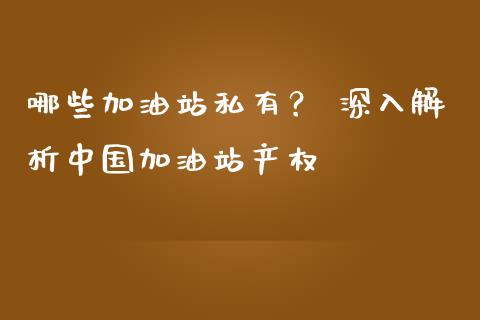哪些加油站私有？ 深入解析中国加油站产权_https://cj002.lansai.wang_股市问答_第1张