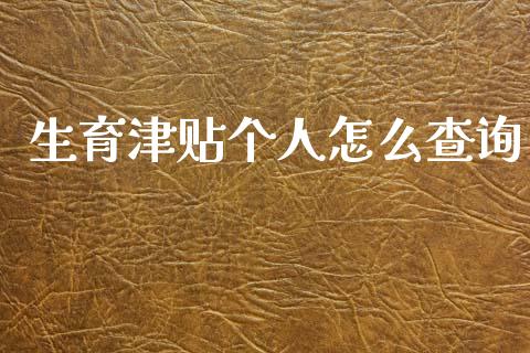 生育津贴个人怎么查询_https://cj002.lansai.wang_保险问答_第1张