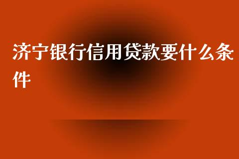 济宁银行信用贷款要什么条件_https://cj002.lansai.wang_金融问答_第1张