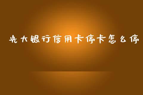 光大银行信用卡停卡怎么停_https://cj002.lansai.wang_金融问答_第1张