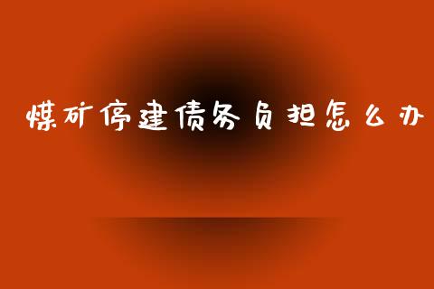 煤矿停建债务负担怎么办_https://cj002.lansai.wang_期货问答_第1张
