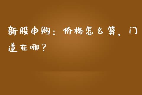 新股申购：价格怎么算，门道在哪？_https://cj002.lansai.wang_保险问答_第1张