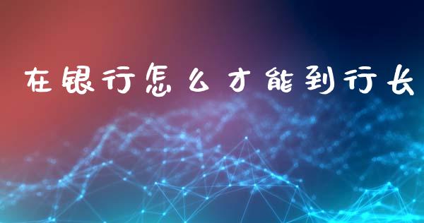 在银行怎么才能到行长_https://cj002.lansai.wang_会计问答_第1张