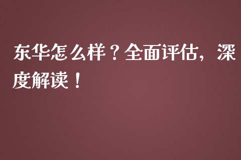 东华怎么样？全面评估，深度解读！_https://cj002.lansai.wang_财经百问_第1张