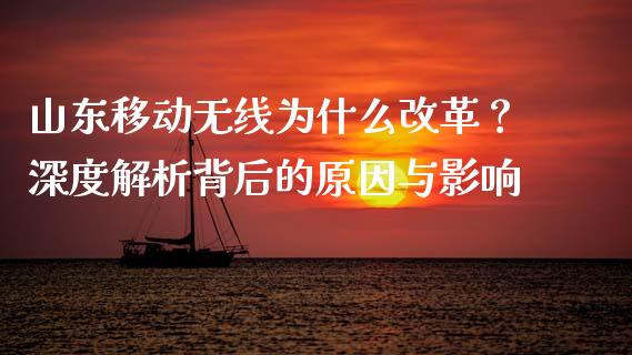 山东移动无线为什么改革？深度解析背后的原因与影响_https://cj002.lansai.wang_会计问答_第1张