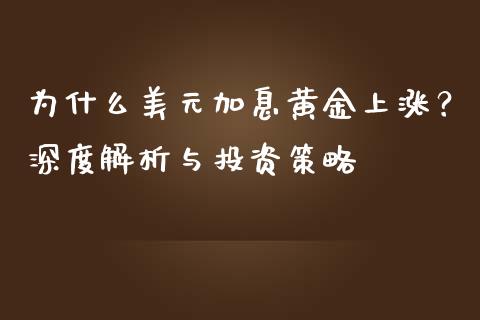 为什么美元加息黄金上涨？深度解析与投资策略_https://cj002.lansai.wang_保险问答_第1张