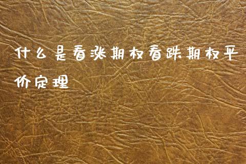 什么是看涨期权看跌期权平价定理_https://cj002.lansai.wang_期货问答_第1张