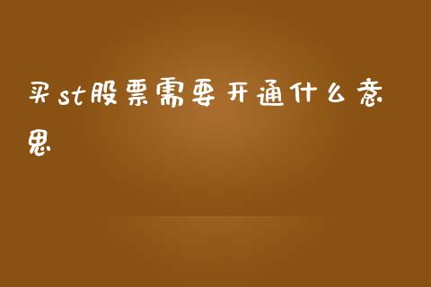 买st股票需要开通什么意思_https://cj002.lansai.wang_理财问答_第1张