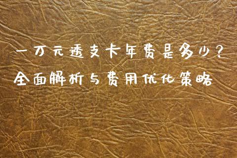 一万元透支卡年费是多少？全面解析与费用优化策略_https://cj002.lansai.wang_财经百问_第1张