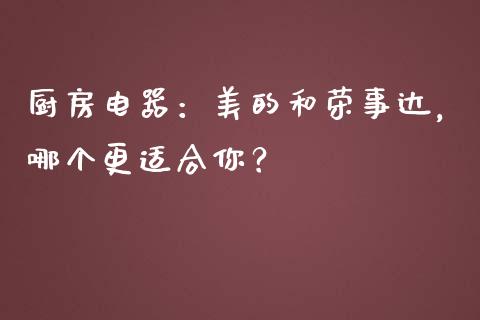厨房电器：美的和荣事达，哪个更适合你？_https://cj002.lansai.wang_财经问答_第1张